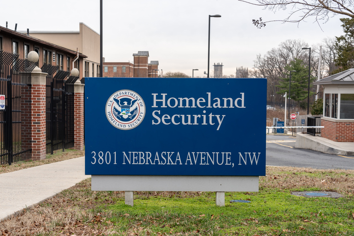 Homeland Security (DHS) sign in Washington, D.C. USA